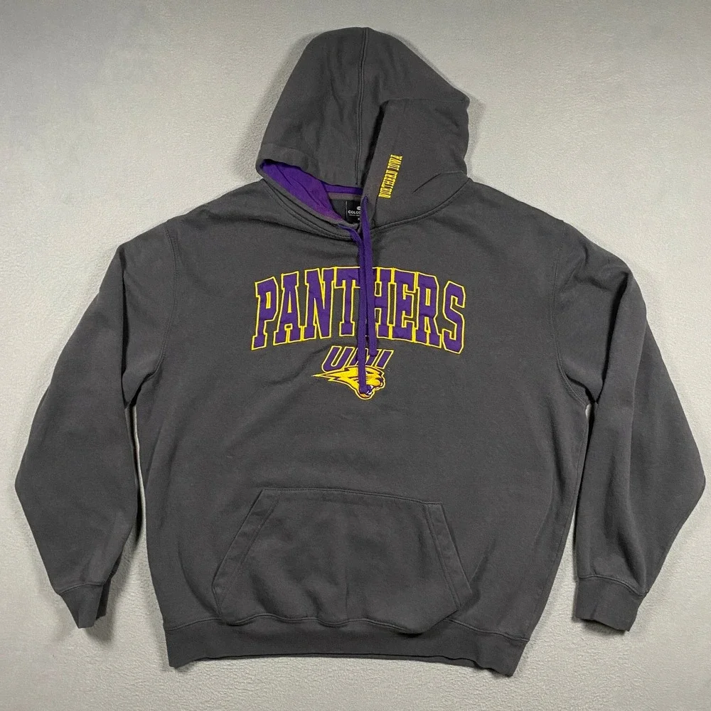 Colosseum UNI Northern Iowa Panthers Hoodie Mens XL Gray Purple Graphic Pullover